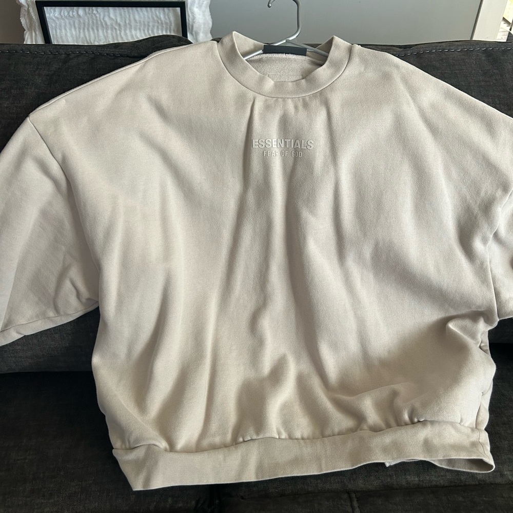Fear of God Essentials Oversized Crewneck Sweater in Light Beige
